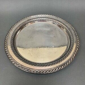 Wm. Rogers Silver-Plate Round Tray Platter Pierced 12.25" Across
